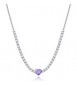 Collana Gioielli Sagapò Dazzly in acciaio con cristalli bianchi e cuore ametista sdz149
