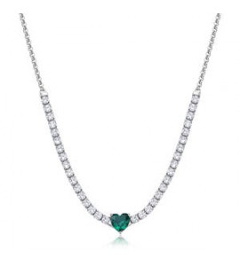Collana Gioielli Sagapò Dazzly in acciaio con cristalli bianchi e cuore verde smeraldo sdz150