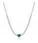 Collana Gioielli Sagapò Dazzly in acciaio con cristalli bianchi e cuore verde smeraldo sdz150