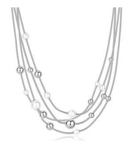 Collana multifilo Gioielli Brosway Perfect in acciaio con sfere e perle BPC50