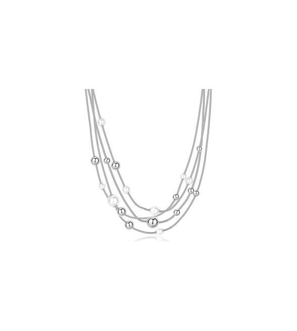 Collana multifilo Gioielli Brosway Perfect in acciaio con sfere e perle BPC50