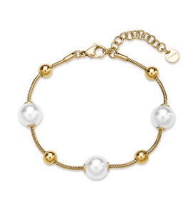 Bracciale Gioielli Brosway Perfect in acciaio dorato con sfere e perla di conchiglia bpc57