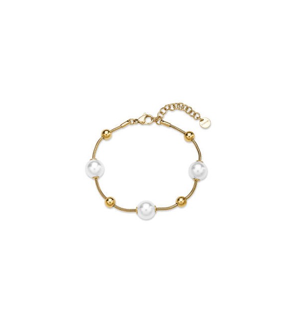 Bracciale Gioielli Brosway Perfect in acciaio dorato con sfere e perla di conchiglia bpc57