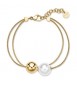 Bracciale Gioielli Brosway Perfect in acciaio dorato doppio filo con sfera e perla di conchiglia bpc55