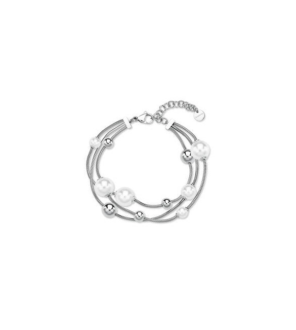 Bracciale Gioielli Brosway Perfect in acciaio multifilo con sfere e perla di conchiglia bpc58