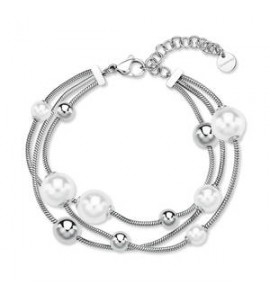 Bracciale Gioielli Brosway Perfect in acciaio multifilo con sfere e perla di conchiglia bpc58