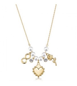Collana Gioielli Brosway Chakra in acciaio dorato con cuore e infinito BHKN184
