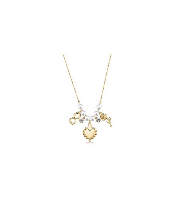 Collana Gioielli Brosway Chakra in acciaio dorato con cuore e infinito BHKN184