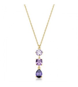 Collana Gioielli Brosway Dreaming in acciaio dorato con cubic zirconia ametista BIG03