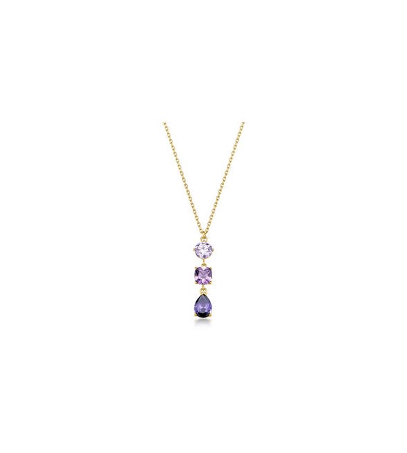 Collana Gioielli Brosway Dreaming in acciaio dorato con cubic zirconia ametista BIG03