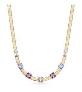 Collana Gioielli Brosway Dreaming in acciaio dorato con cubic zirconia ametista BIG06