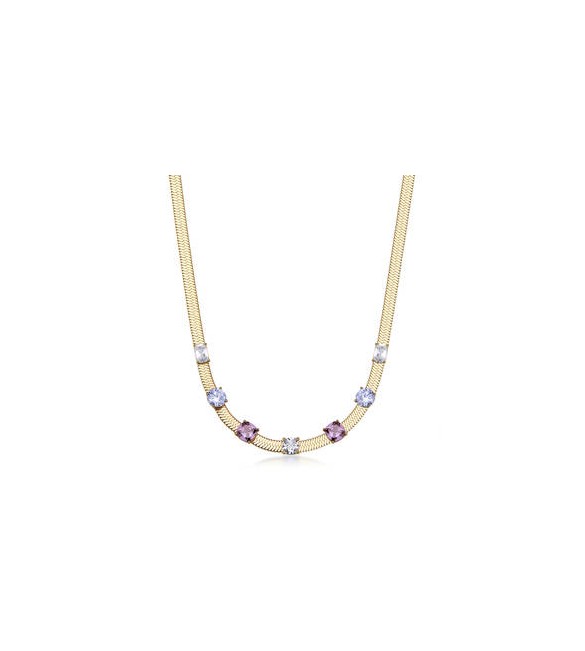 Collana Gioielli Brosway Dreaming in acciaio dorato con cubic zirconia ametista BIG06
