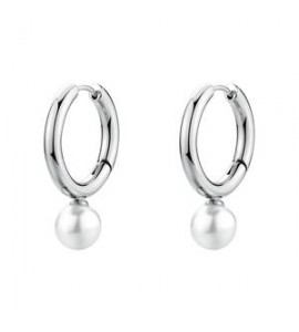 Orecchini Cerchio Gioielli Brosway Perfect in acciaio con perla di conchiglia bpc62