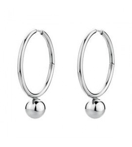 Orecchini Cerchio Gioielli Brosway Perfect in acciaio con sfera bpc66
