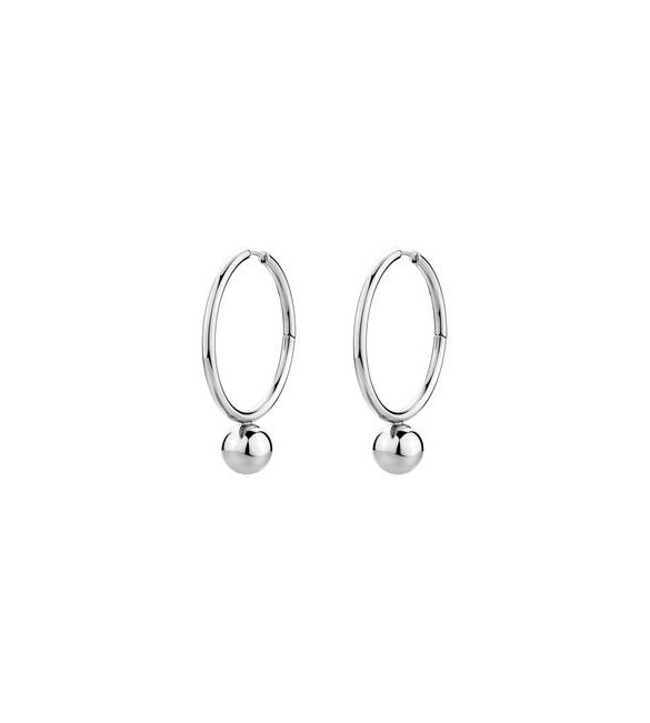 Orecchini Cerchio Gioielli Brosway Perfect in acciaio con sfera bpc66