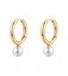Orecchini Cerchio Gioielli Brosway Perfect in acciaio dorato con perla di conchiglia bpc63