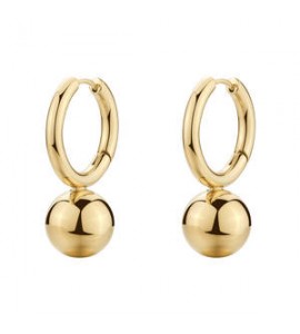 Orecchini Cerchio Gioielli Brosway Perfect in acciaio dorato con sfera bpc65
