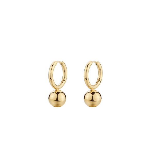 Orecchini Cerchio Gioielli Brosway Perfect in acciaio dorato con sfera bpc65
