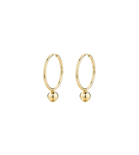 Orecchini Cerchio Gioielli Brosway Perfect in acciaio dorato con sfera bpc67