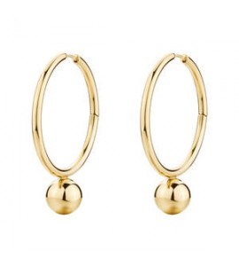 Orecchini Cerchio Gioielli Brosway Perfect in acciaio dorato con sfera bpc67