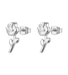 Orecchini Gioielli Brosway Chakra in acciaio a lobo con rosa BHKE198