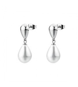 Orecchini Gioielli Brosway Perfect in acciaio con gocce e perla di conchiglia bpc74
