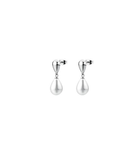Orecchini Gioielli Brosway Perfect in acciaio con gocce e perla di conchiglia bpc74