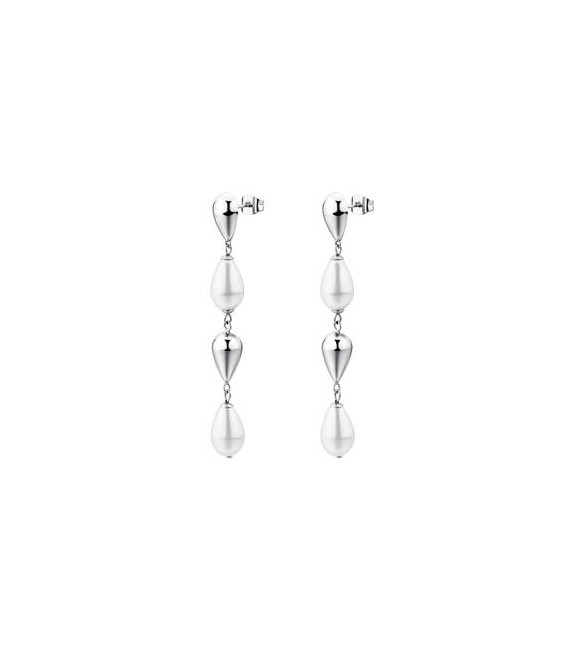 Orecchini Gioielli Brosway Perfect in acciaio con gocce e perla di conchiglia bpc76
