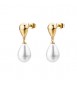 Orecchini Gioielli Brosway Perfect in acciaio dorato con gocce e perla di conchiglia bpc75