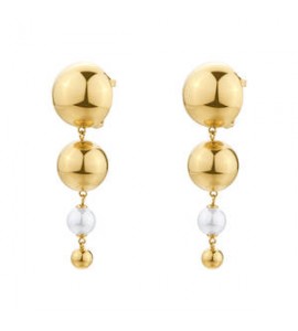 Orecchini Gioielli Brosway Perfect in acciaio dorato con sfera e perla di conchiglia bpc61