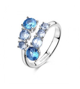 Anello Contrarié Gioielli Brosway Dreaming in acciaio con cubic zirconia azzurri misura 14 BIG35B