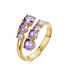 Anello Contrarié Gioielli Brosway Dreaming in acciaio dorato con cubic zirconia ametista misura 14 BIG36B