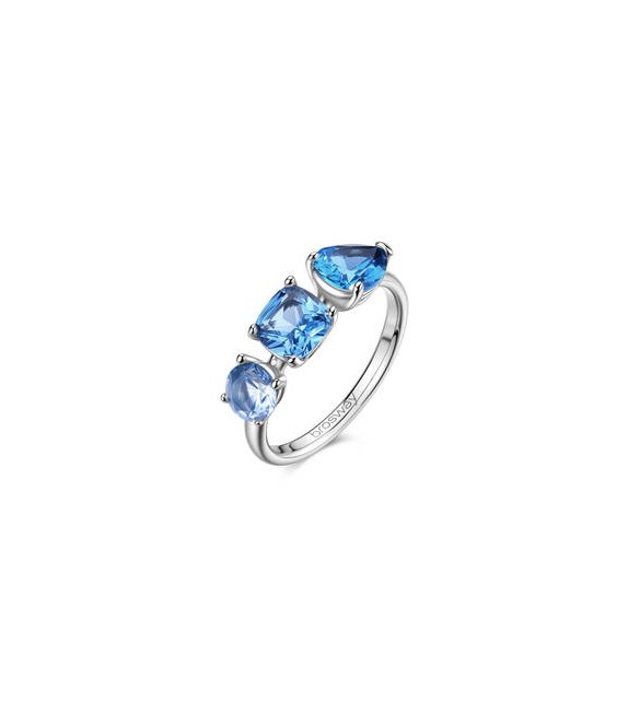 Anello Gioielli Brosway Dreaming in acciaio con cubic zirconia azzurri misura 14 BIG32B