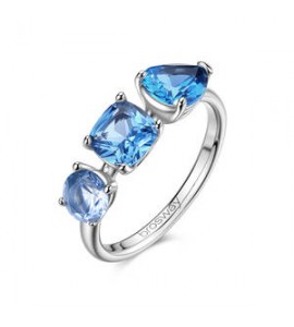 Anello Gioielli Brosway Dreaming in acciaio con cubic zirconia azzurri misura 16 BIG32C