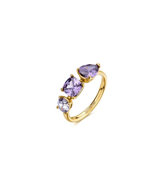 Anello Gioielli Brosway Dreaming in acciaio dorato con cubic zirconia ametista misura 14 BIG33B