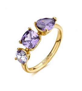 Anello Gioielli Brosway Dreaming in acciaio dorato con cubic zirconia ametista misura 16 BIG33C