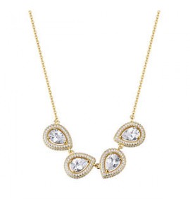 Collana Donna Gioielli Rosato Anna in argento dorato con centrale con zirconi RZAN04