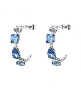 Orecchini a Cerchi Gioielli Brosway Dreaming in acciaio con cubic zirconia azzurri BIG27