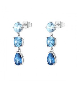 Orecchini Gioielli Brosway Dreaming in acciaio con cubic zirconia azzurri BIG22