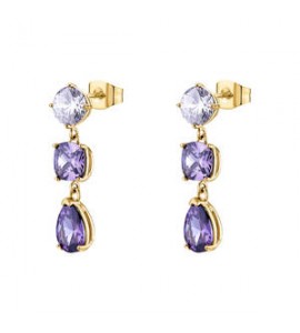 Orecchini Gioielli Brosway Dreaming in acciaio dorato con cubic zirconia ametista BIG23