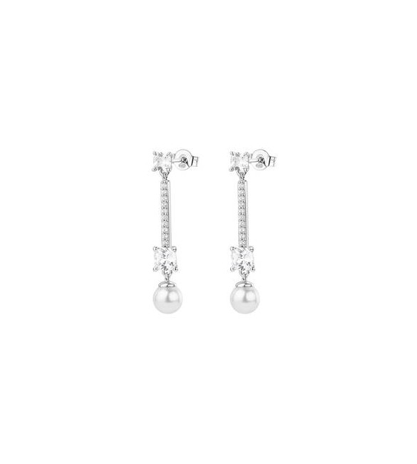 Orecchini Pendenti Donna Gioielli Fancy by Brosway in argento perle zirconi bianchi FIW175