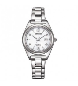 Orologio Solo Tempo Super Titanio Donna Citizen Eco Drive bianco e diamanti ew2601-81a