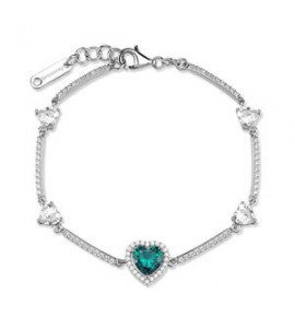 Bracciale Donna Gioielli Fancy by Brosway in argento zircone cuore   verde FLG145