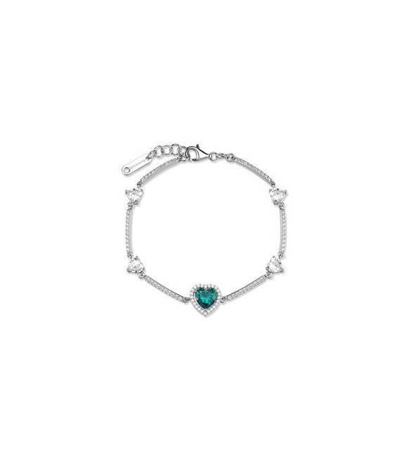 Bracciale Donna Gioielli Fancy by Brosway in argento zircone cuore   verde FLG145