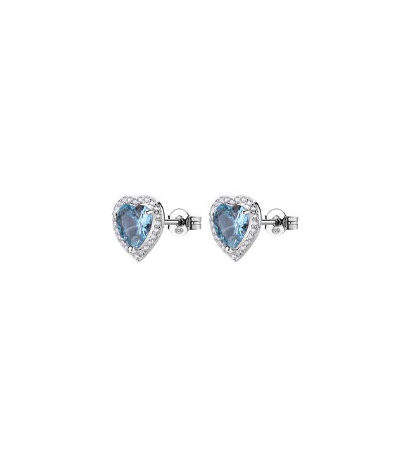 Orecchini Donna Gioielli Fancy by Brosway in argento cuore zircone azzurro FCL127