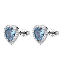 Orecchini Donna Gioielli Fancy by Brosway in argento cuore zircone azzurro FCL127
