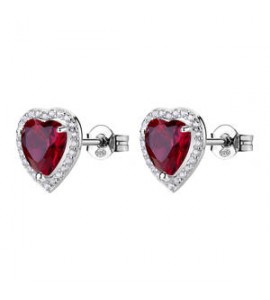 Orecchini Donna Gioielli Fancy by Brosway in argento cuore zircone rosso FPR142