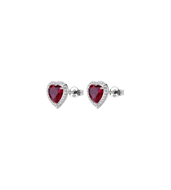 Orecchini Donna Gioielli Fancy by Brosway in argento cuore zircone rosso FPR142