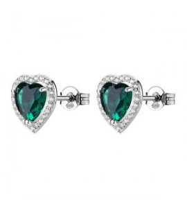 Orecchini Donna Gioielli Fancy by Brosway in argento cuore zircone verde FLG146