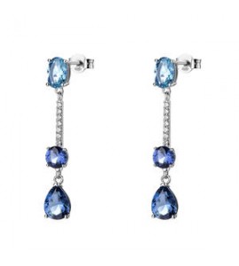 Orecchini Pendenti Donna Gioielli Fancy by Brosway in argento zirconi blu FFB133